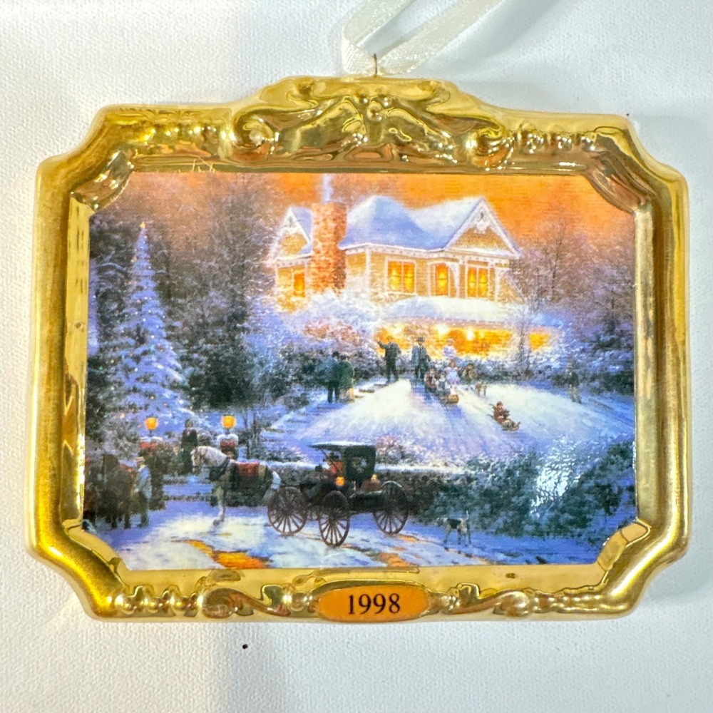 Hallmark Keepsake 1998 Thomas Kinkade Victorian Christmas II Ceramic Ornament - Picture 2 of 4